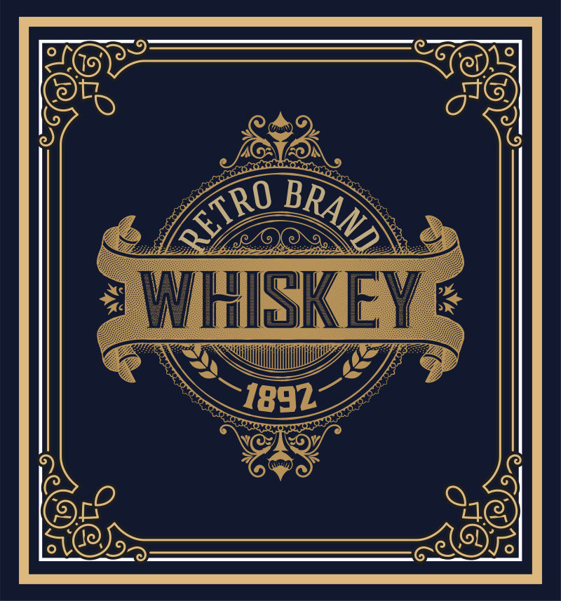 老旧的威士忌标签矢量设计