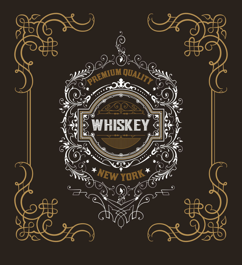 复古的威士忌啤酒标签矢量设计