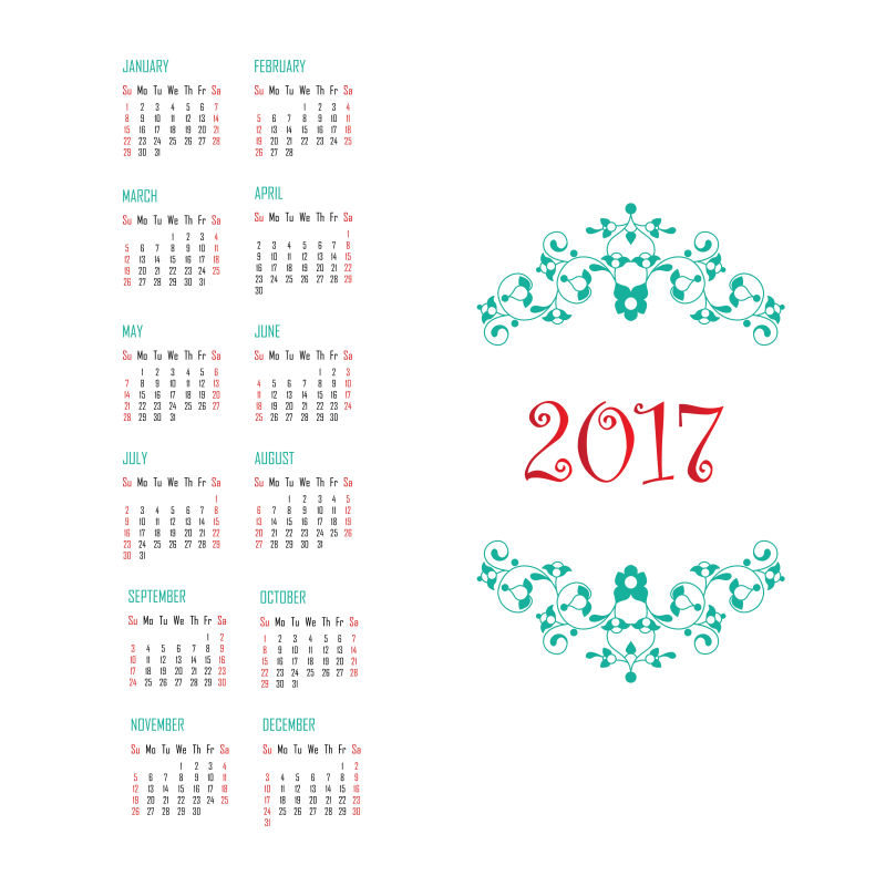 2017日历矢量设计