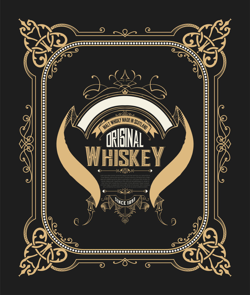 威士忌复古标签矢量设计