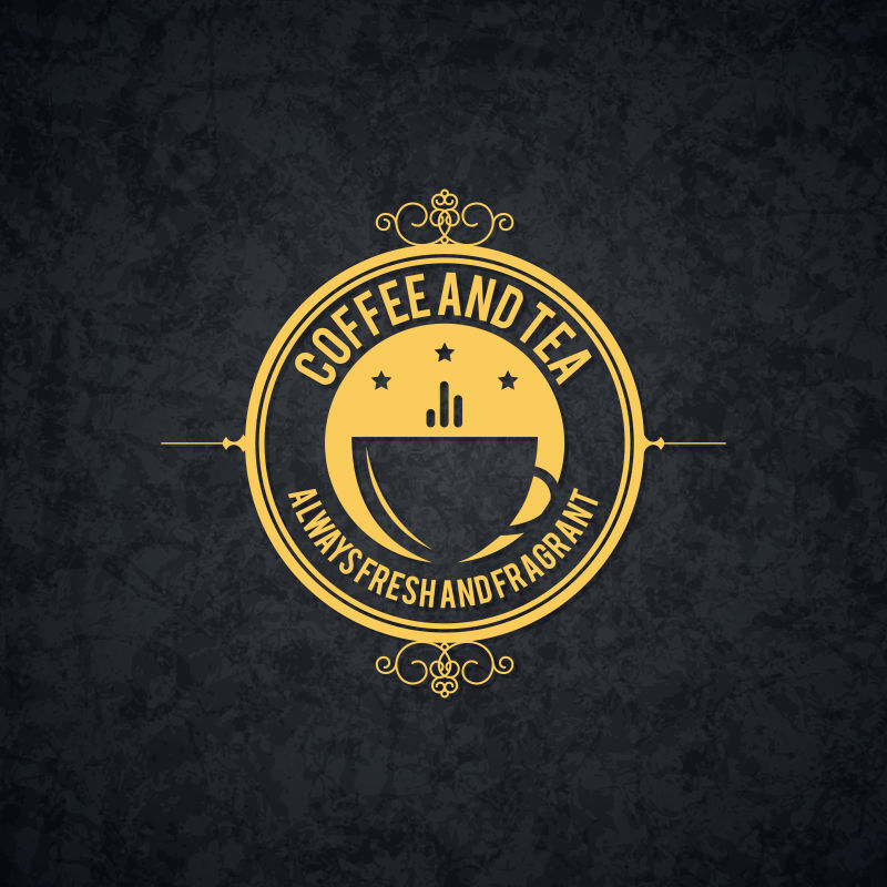 咖啡茶餐厅标志设计矢量图