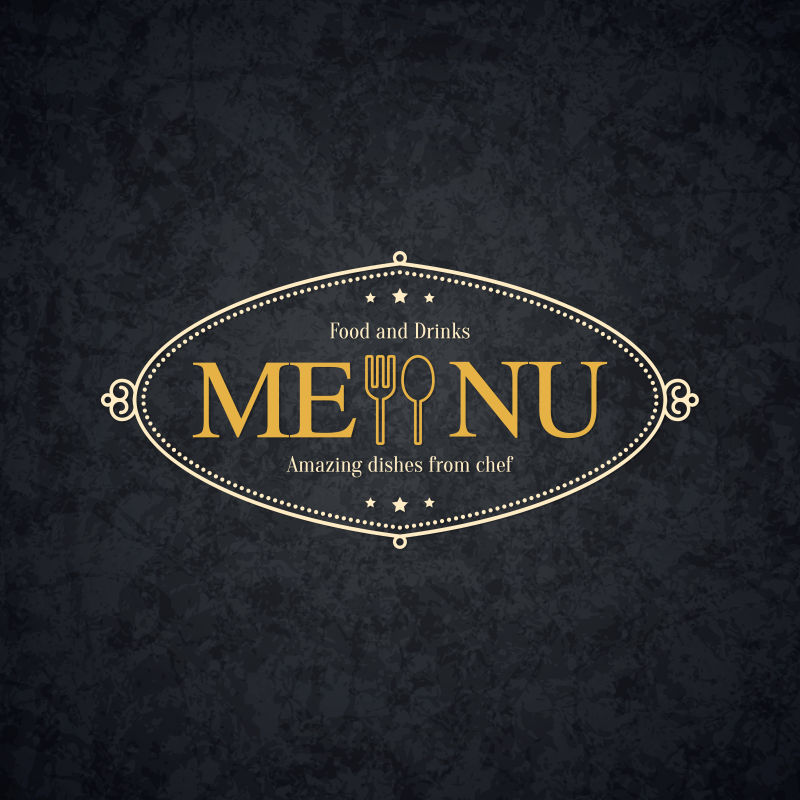 餐厅老式字型的标志设计矢量图