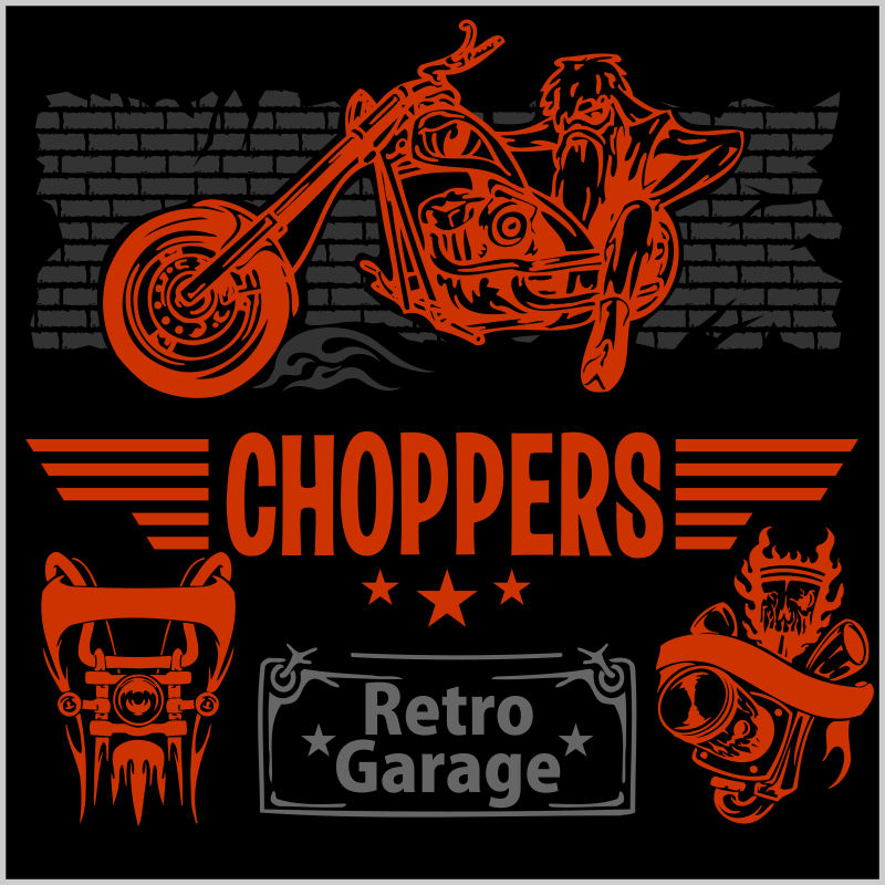 矢量的老式摩托车标签