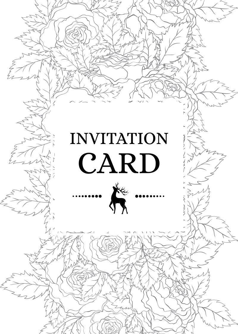 精美玫瑰花图案浪漫邀请卡矢量设计
