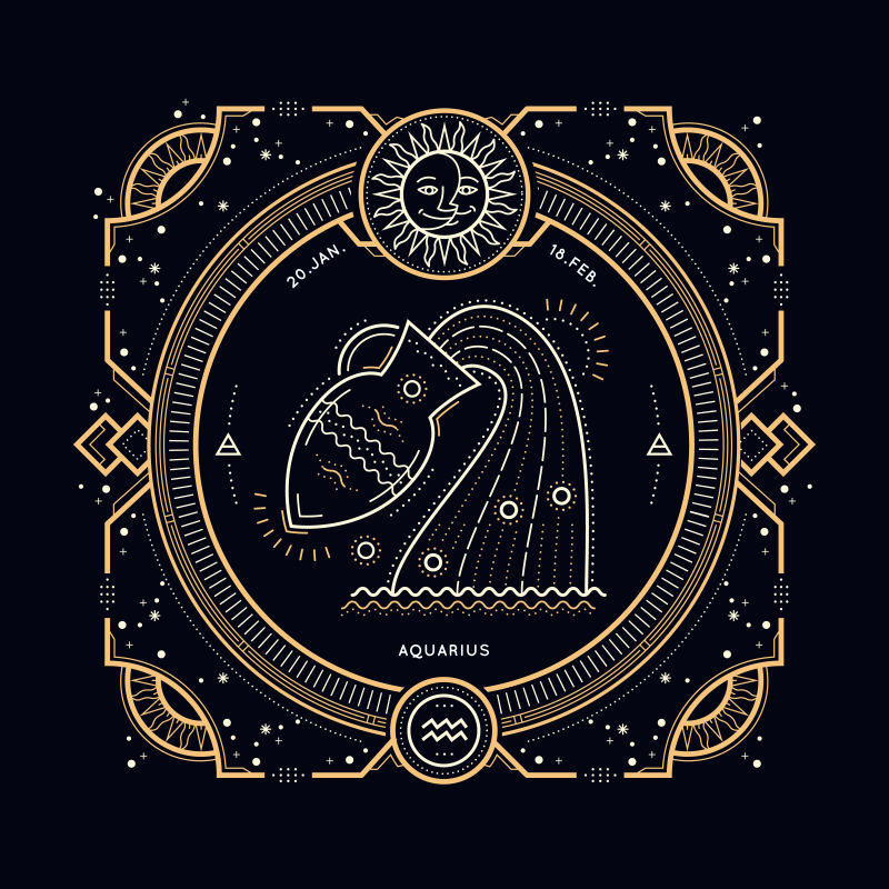 矢量水瓶星座图标设计