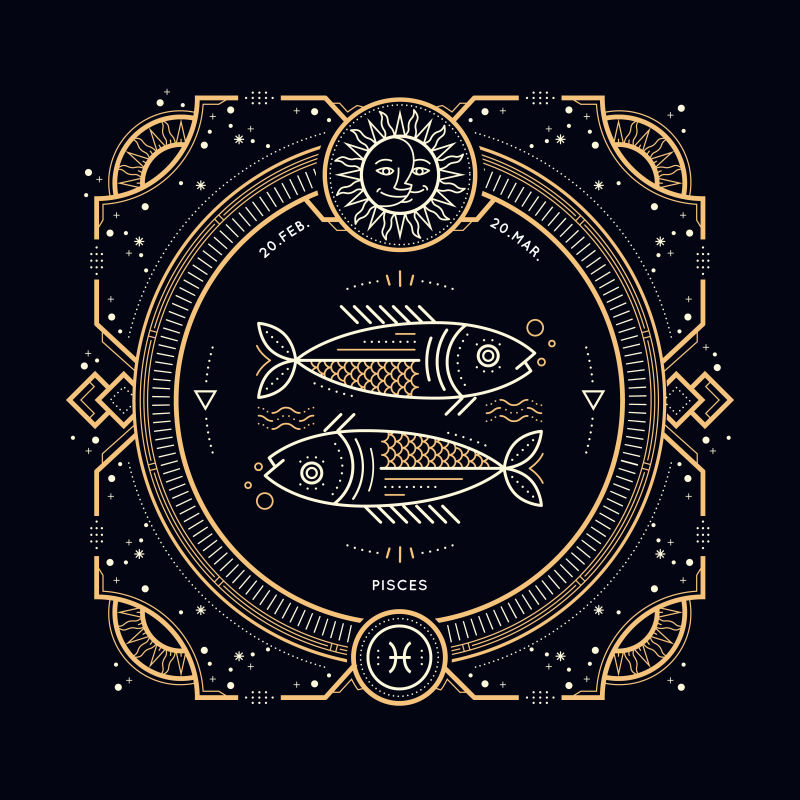 矢量的双鱼星座图标