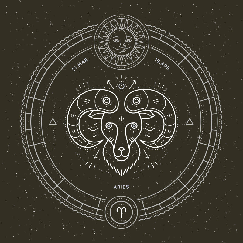 白羊座线性标志矢量设计