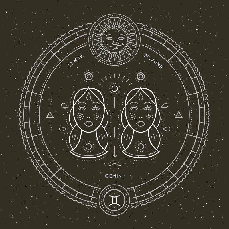 矢量双子座线性图标设计