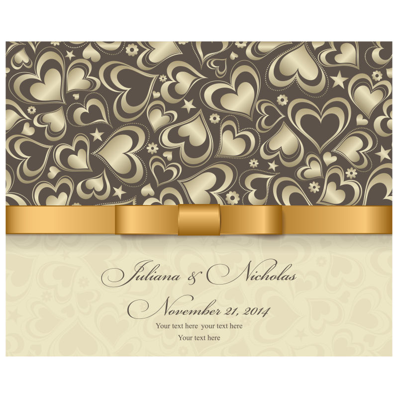 心形图案的邀请卡矢量设计