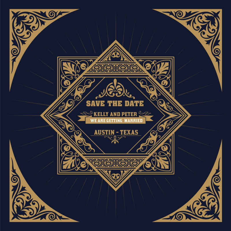 旧式婚礼标签矢量设计