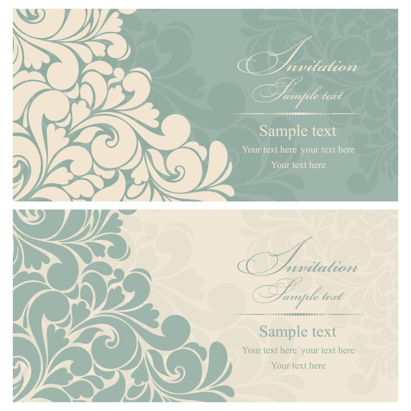 矢量的绿色婚礼邀请卡设计