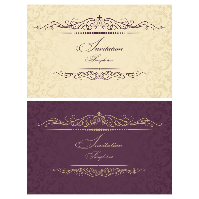 矢量的华丽花纹婚礼请柬