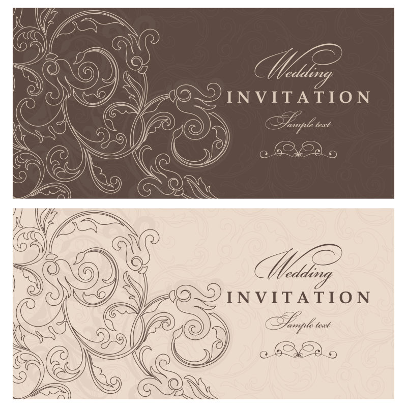 老式的婚礼请柬矢量设计