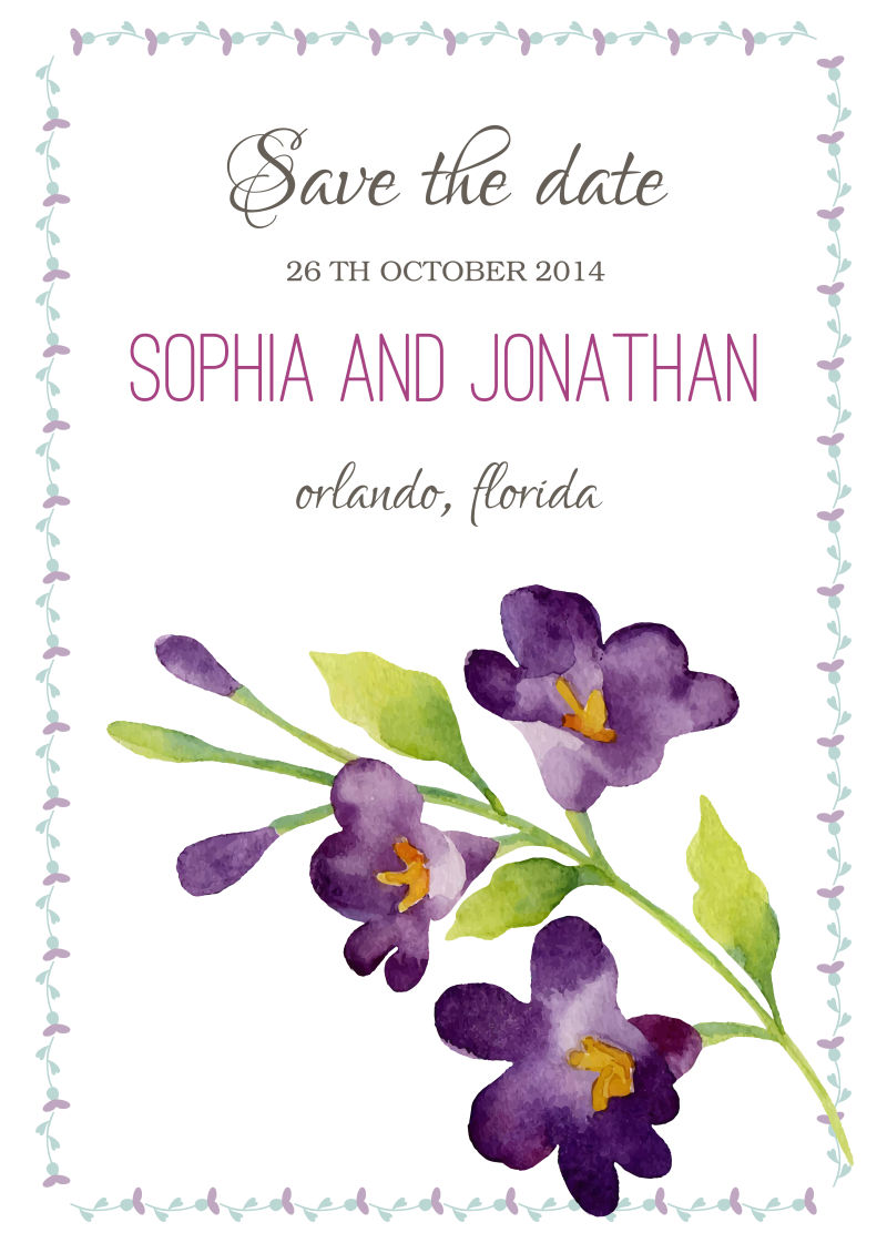 矢量的粉色花卉图案婚礼贺卡设计