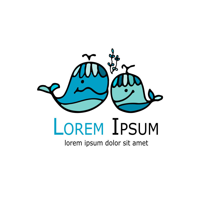 蓝色鲸鱼标志矢量设计