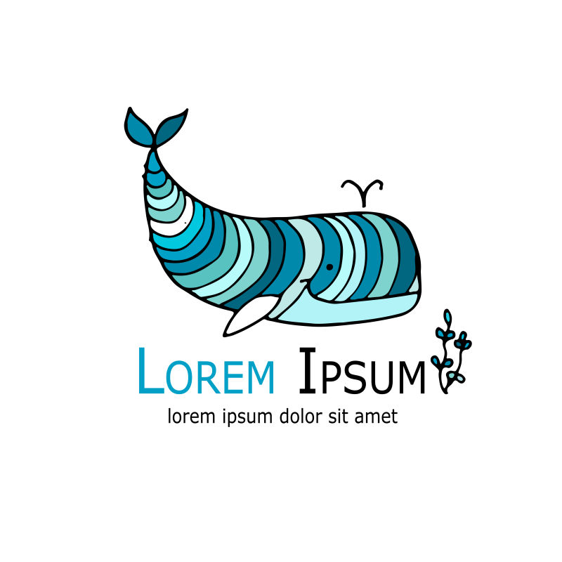 蓝色鲸鱼logo矢量设计