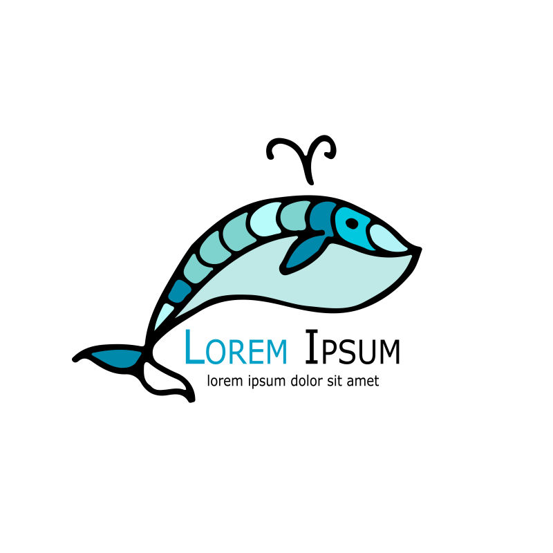 矢量的蓝色鲸鱼logo标志
