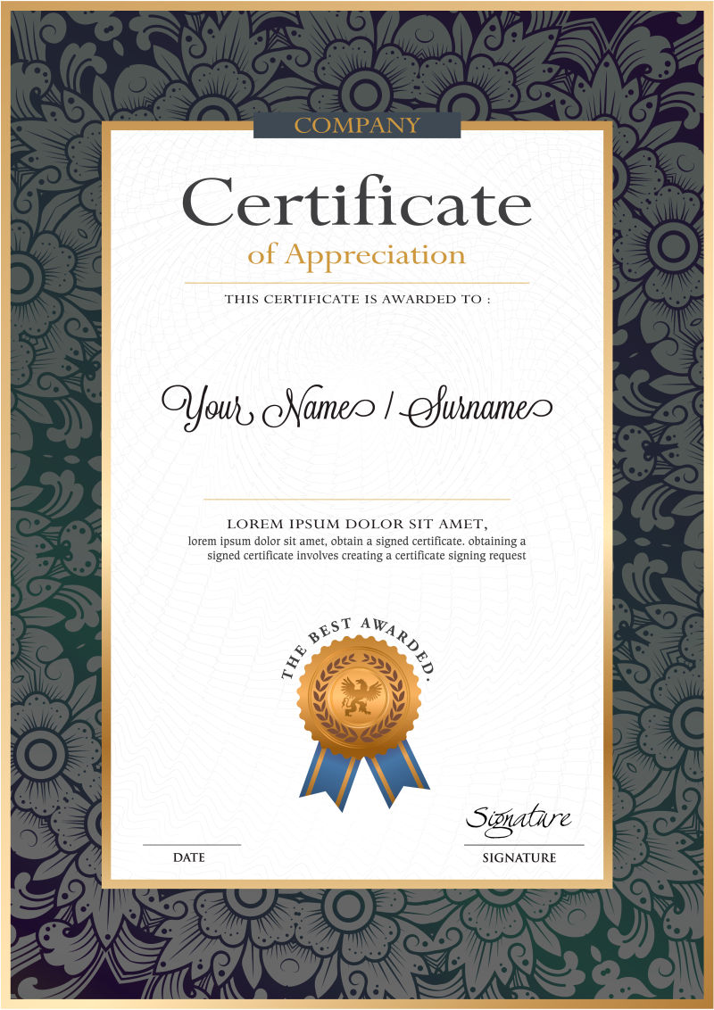 矢量的蓝色证书图片-证书矢量模板设计素材-高清图片-摄影照片-寻图