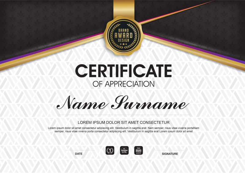 复古风格的证书样板矢量设计