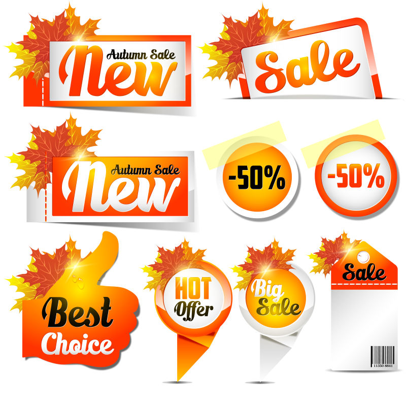 秋季的销售标签矢量设计