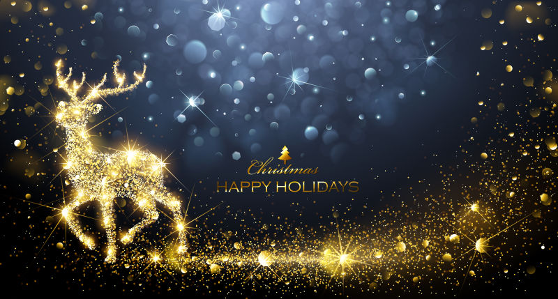 金光闪闪的麋鹿矢量插图