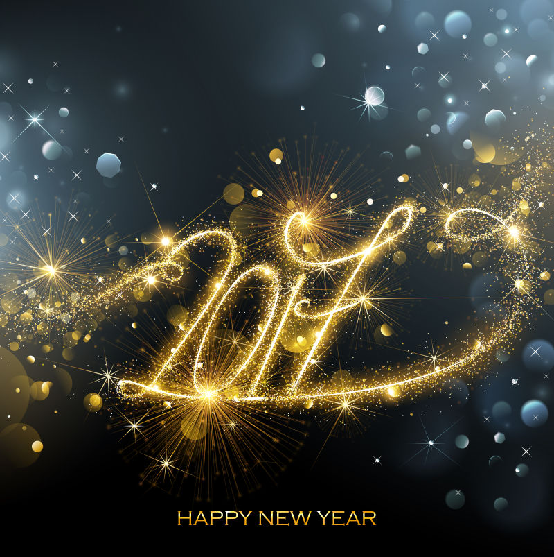 金色的新年烟火插图