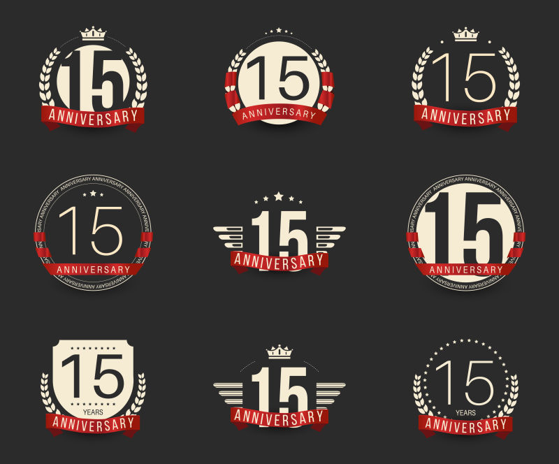 矢量的十五周年庆典徽章设计
