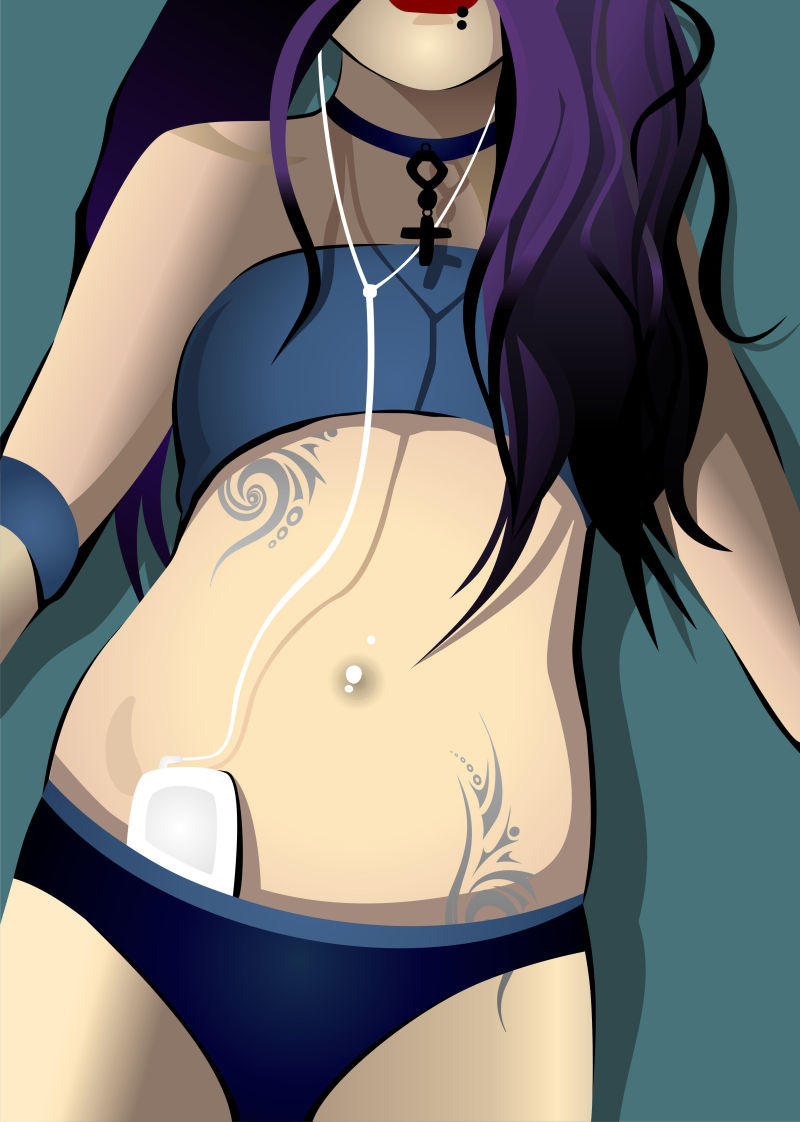 矢量抽象有纹身的女人插图