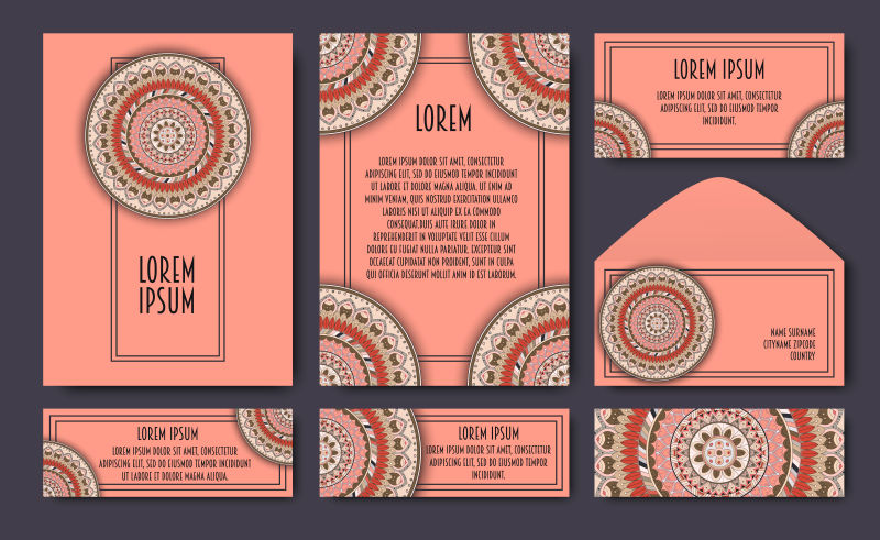 曼荼罗婚礼邀请卡矢量设计