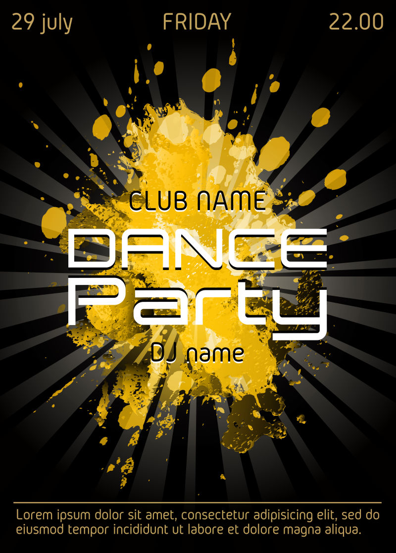 创意矢量迪斯科舞蹈音乐派对海报