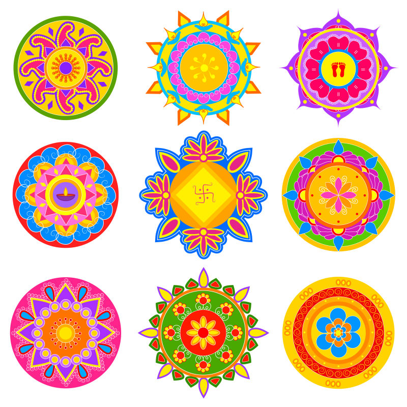 印度排灯节花纹图案矢量插图