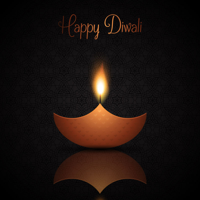 油灯图案的排灯节插图矢量设计