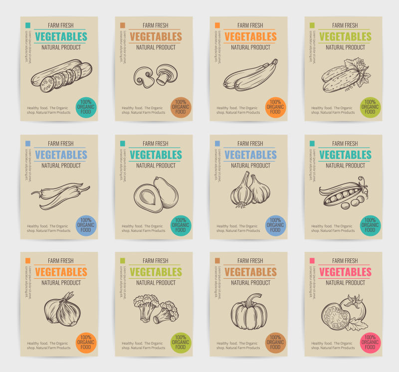 抽象矢量创意古典风格的果蔬海报设计