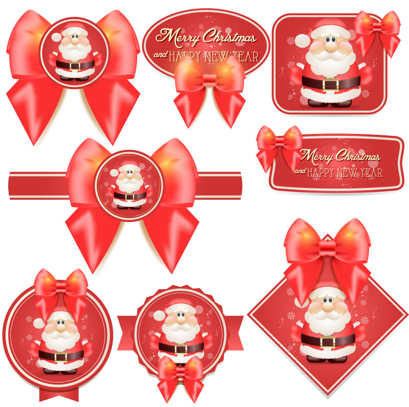 抽象圣诞老人元素的矢量标签设计