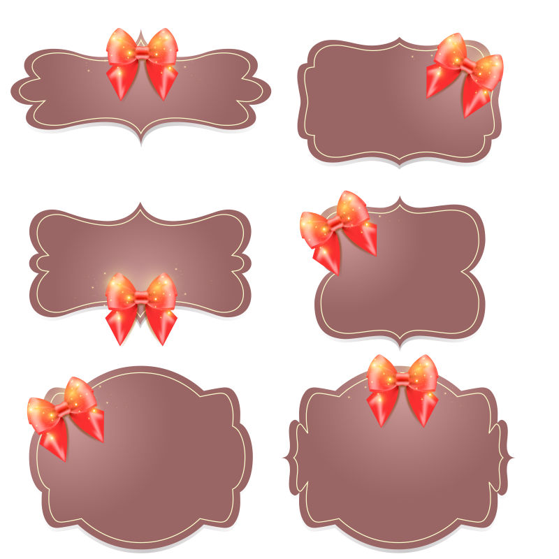 矢量圣诞蝴蝶结元素的标签设计