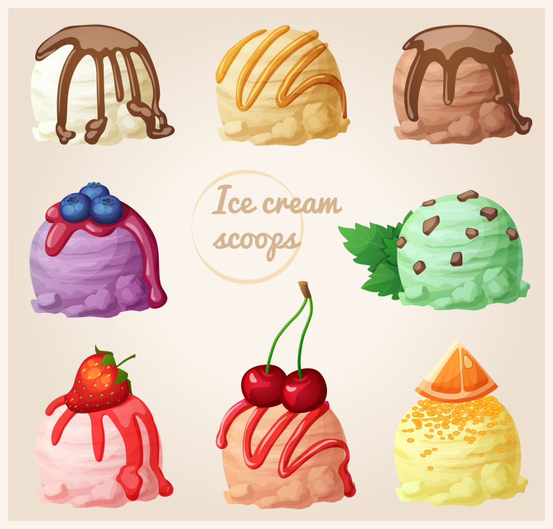矢量抽象卡通彩色冰淇淋插图