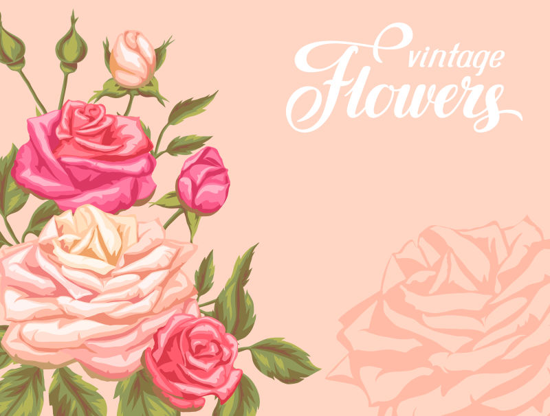 玫瑰图案的卡片矢量设计