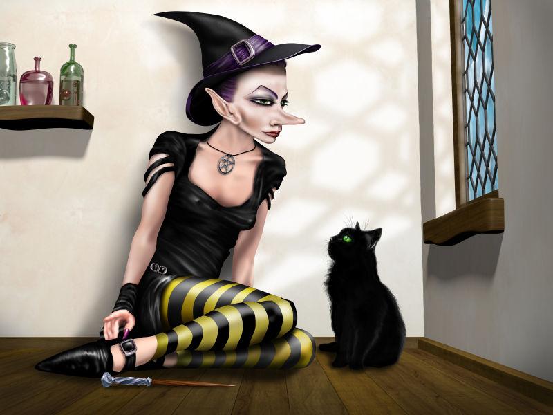 梧桐林的猫女巫图片