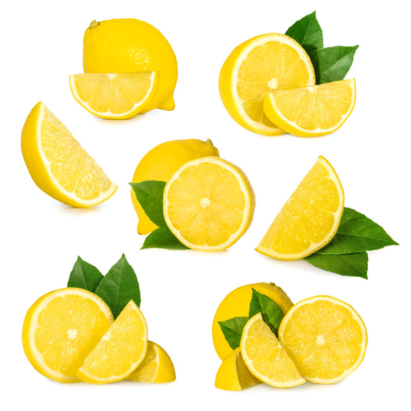 整个柠檬和切开的柠檬