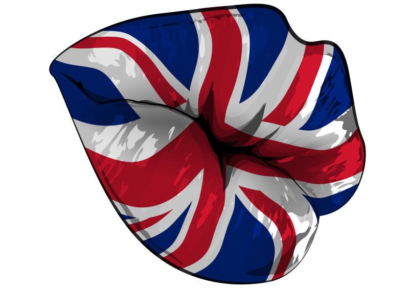 白色背景中英国创意嘴唇