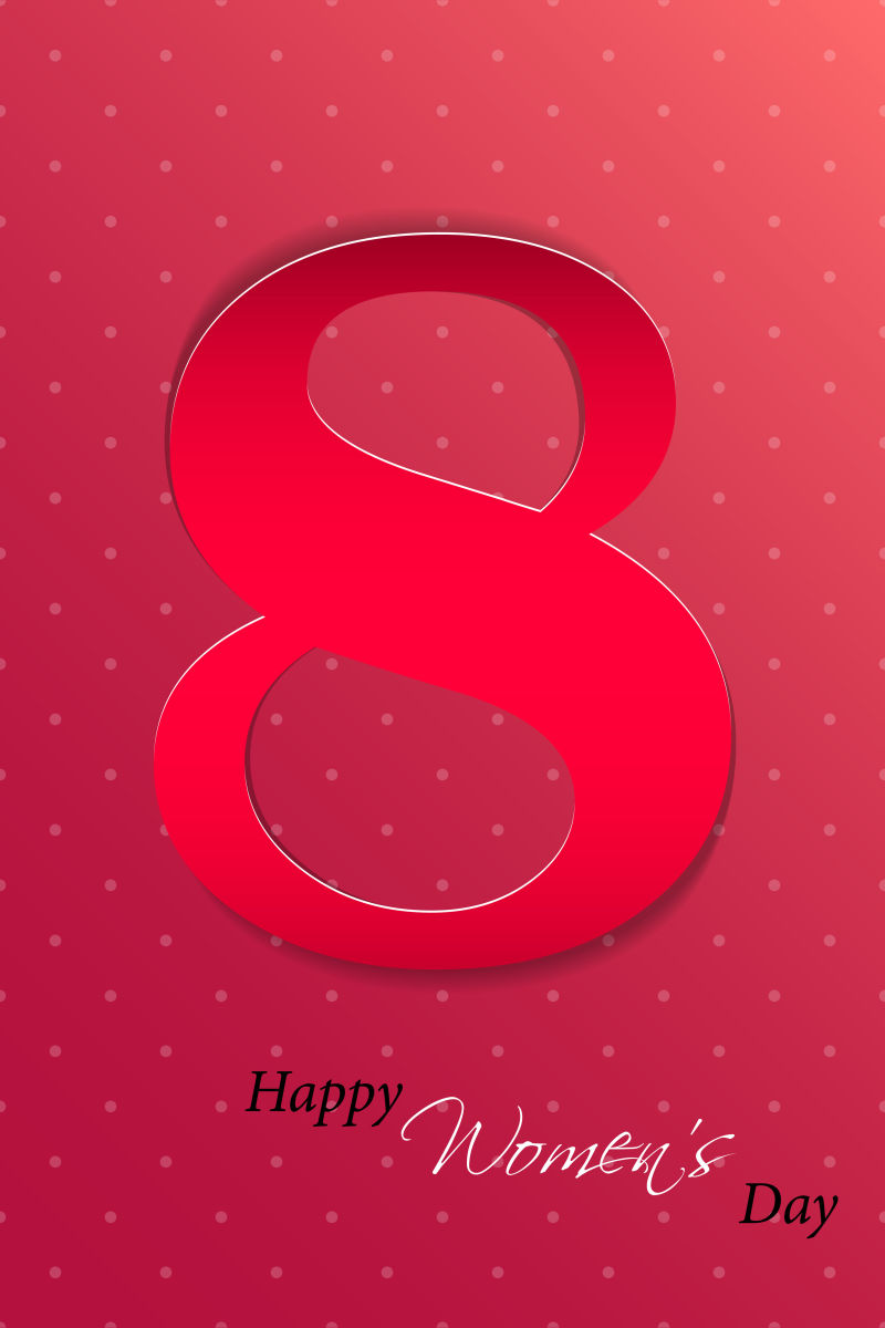 红色背景的妇女节贺卡