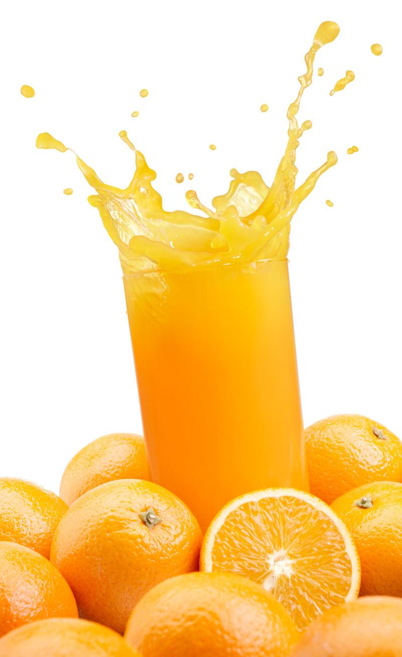 橙色白橙汁溅橙汁