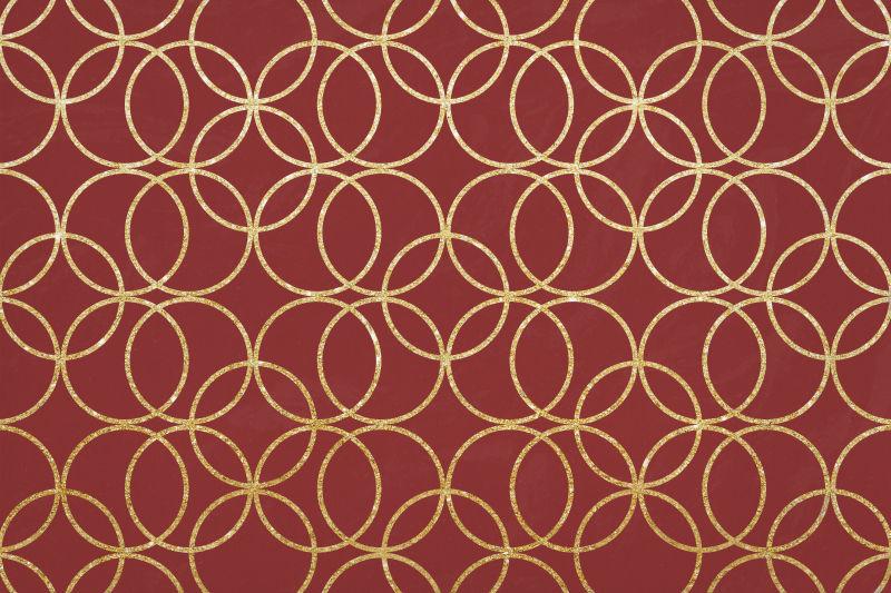 褐红色背景上的金色圆圈图案