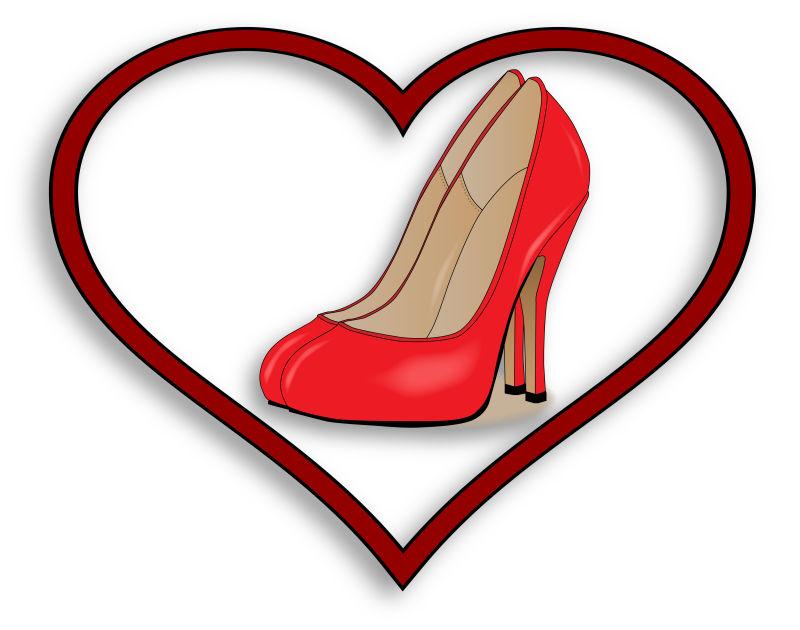 白色背景里的一双红色高跟鞋