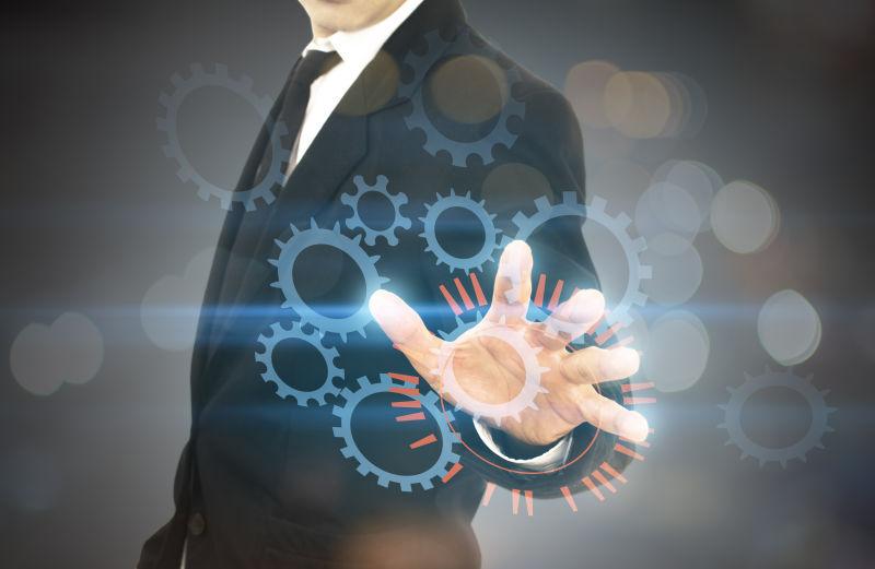 运用现代虚拟技术的商务人士