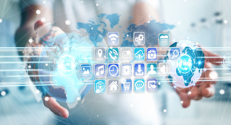 商人将世界连接到图标