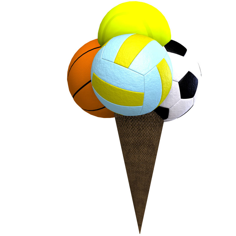 白色背景上的球类冰淇淋