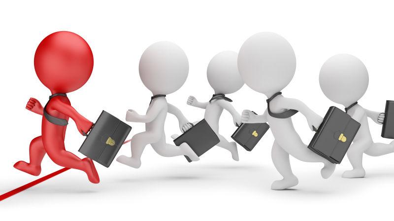 白色背景下奔跑的3d人物