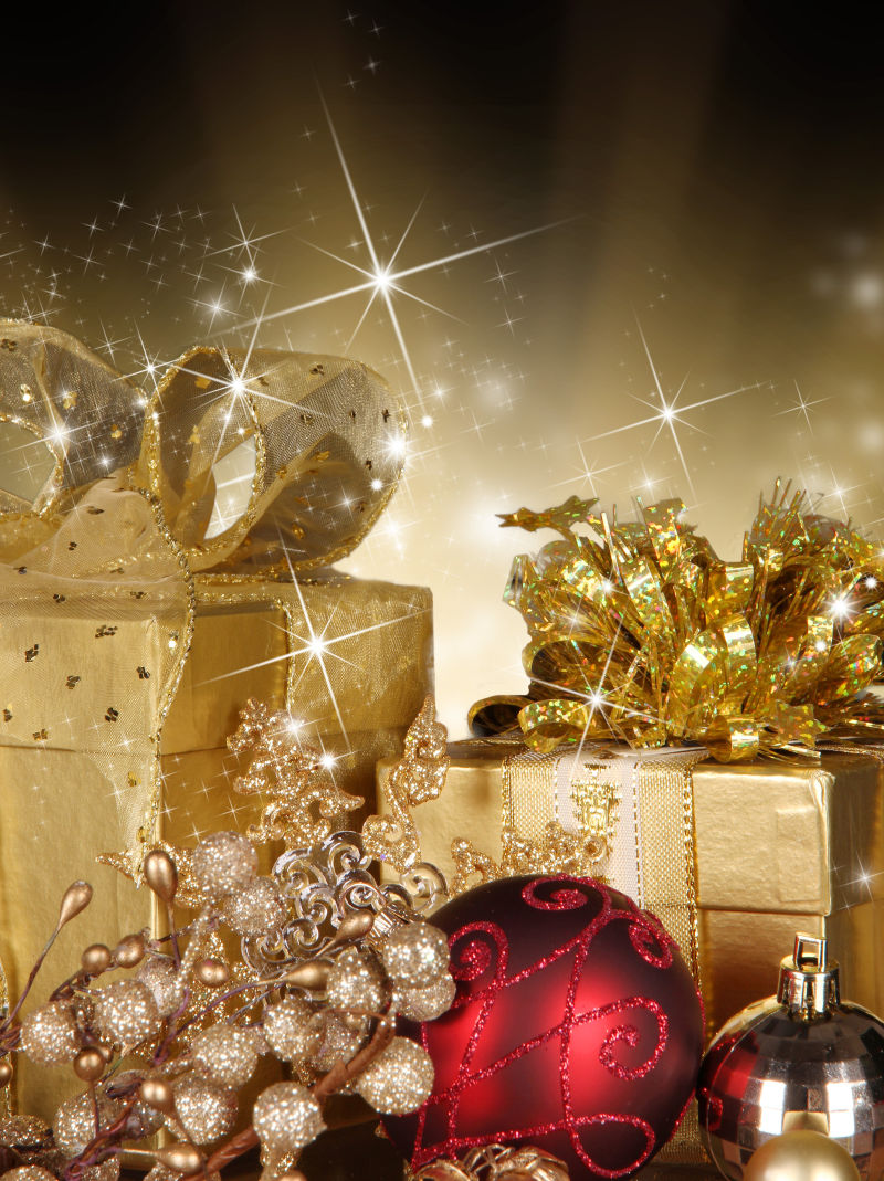 美丽的圣诞背景和圣诞礼物