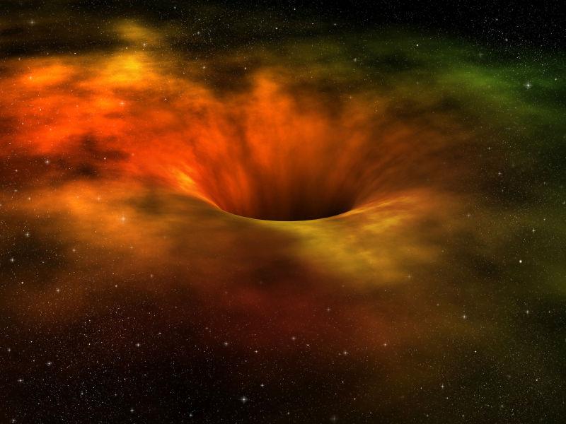 计算机生成黑洞吞咽的星系
